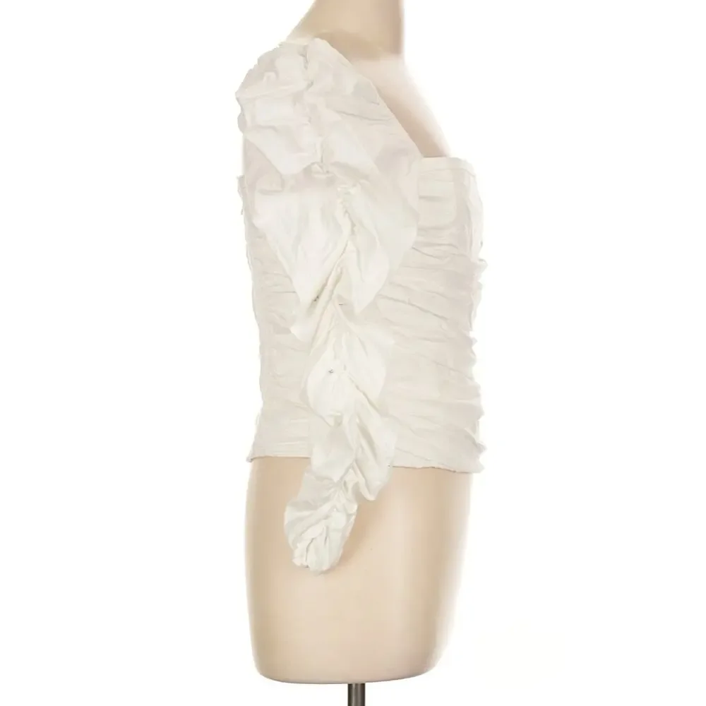 Reformation White Cotton Joi Puff Sleeve Blouse Top Size 12 Feminine Romantic